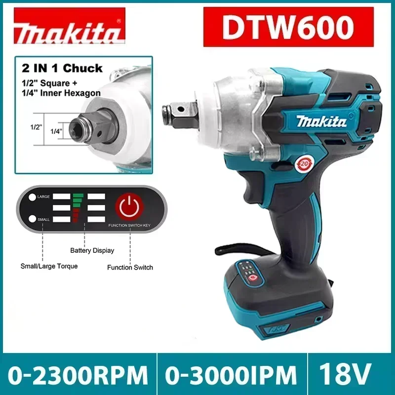 Makita Bürstenloser DTW600 Hochdrehmoment-Akku-Schlagschrauber Kabelloser Elektroschrauber für Autoreparatur Elektrowerkzeuge Image