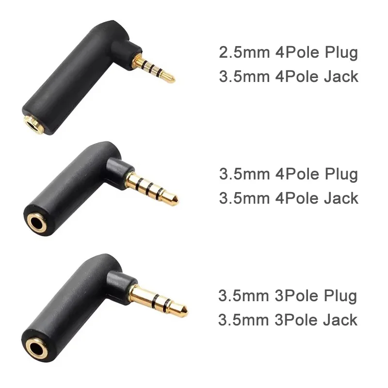 5Pcs Vergoldete Stecker L Form Audio Stereo Stecker 3,5mm Jack Buchse Auf 2,5mm 4Pole 3,5mm 3Pole Stecker Stereo Stecker Image