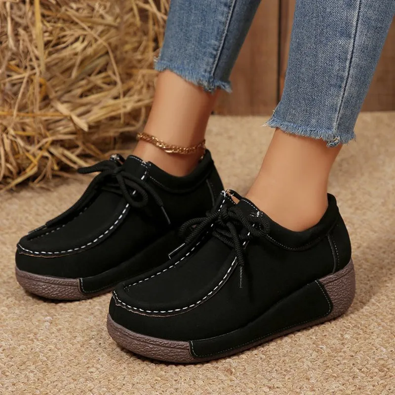 2026 frauen Wohnungen Bequeme Halbschuhe Schuhe Frau Atmungsaktive Wildleder Leder Turnschuhe Frauen Mode Schwarz Weiche Casual Schuhe Weibliche