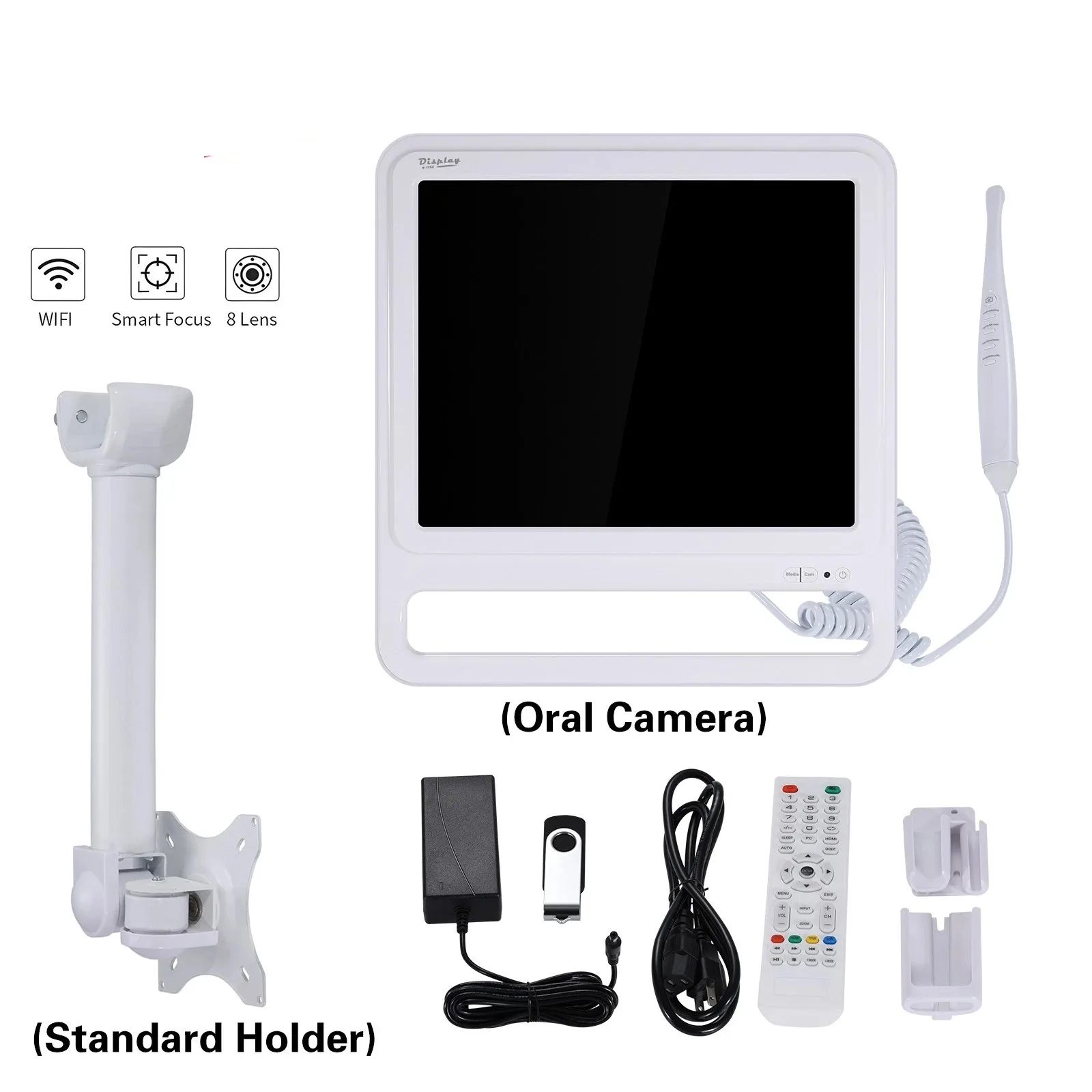 Dentale intraorale Kamera, 8 LEDs, hochauflösendes Makroobjektiv + 17-Zoll-LCD-Bildschirm Image