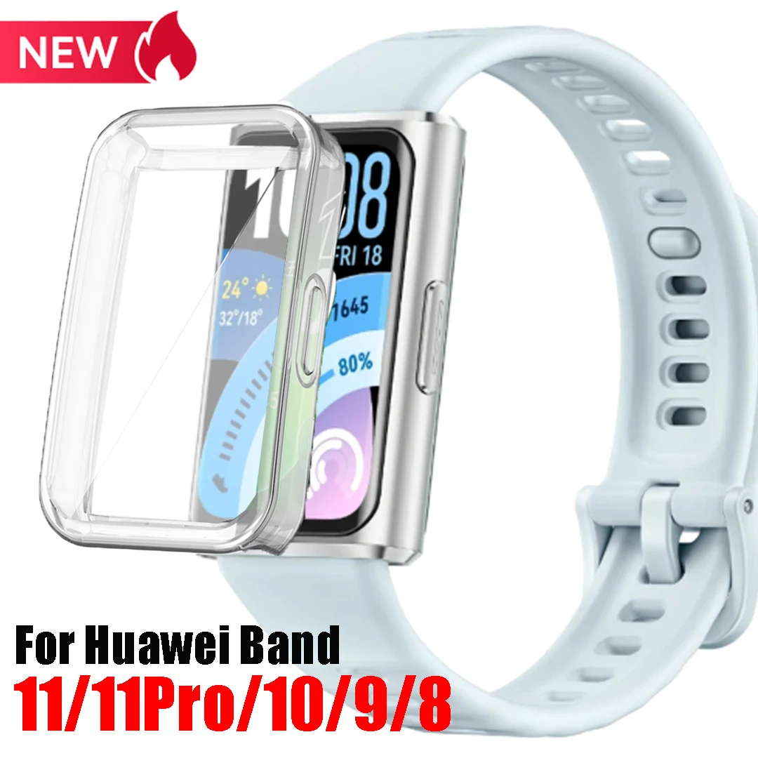 Weiche TPU-Hülle für Huawei Band 11 Pro 10 9 8 Zubehör Rundum-Schutzhülle für Huawei Band 11 Displayschutzfolie. Image