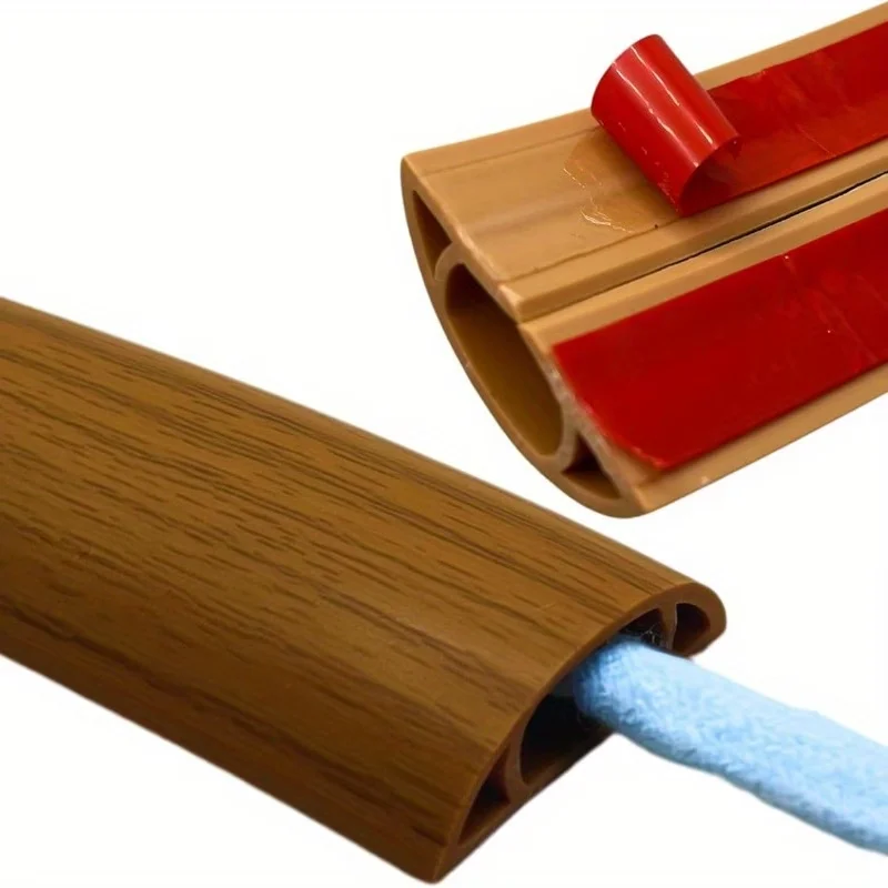 1 Stück 1m/39,37 Zoll PVC-Bodenkabelabdeckung Selbstklebender Stromkabelschutz Elektrische Kabelkanäle Kabelhüllen Abdeckungen Image