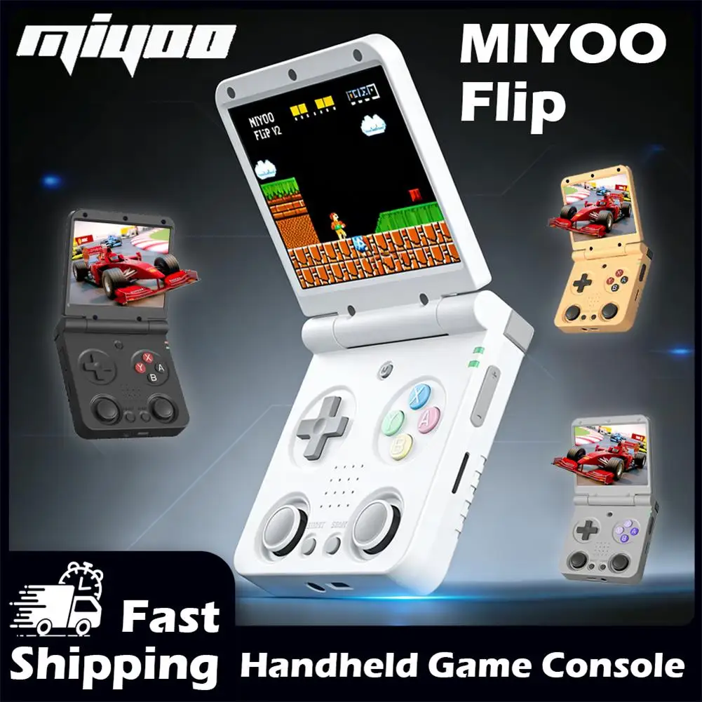 MIYOO Flip V2 Handheld-Spielkonsolen 3,5'' IPS-Bildschirm Linux-System Klassischer Retro Tragbarer Videospiel-Simulator Gamer-Geschenk