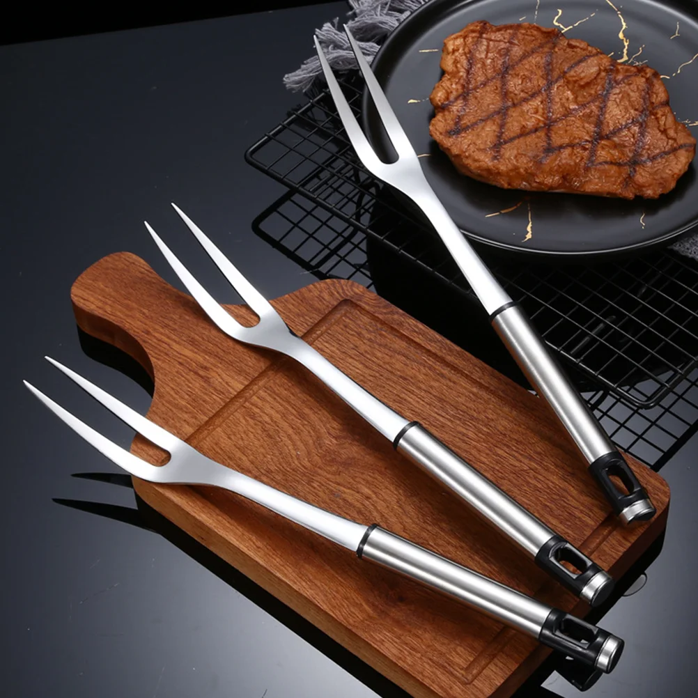 Fleisch gabel Schnitz gabel Edelstahl Fondue Gabeln Oma Gabel 2-Zinken Grill gabel Koch gabeln Grill grillen Image