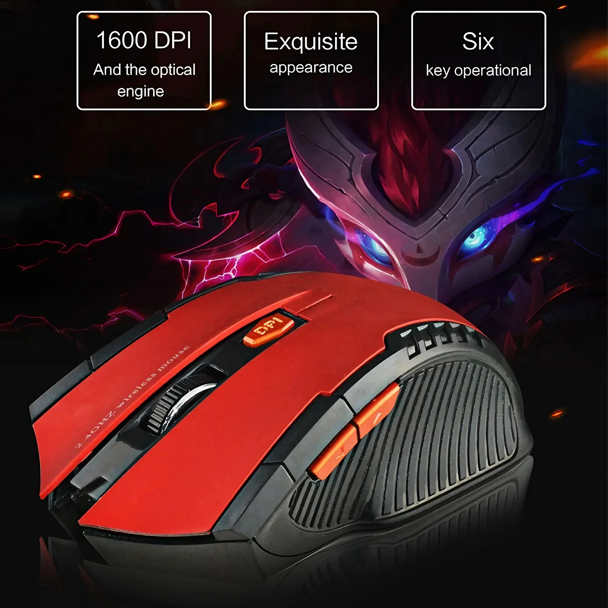 Tragbare 2,4G kabellose Maus mit USB-Empfänger, 6 Tasten, einstellbare DPI-Gaming-Maus für PC-Laptop-Zubehör Image