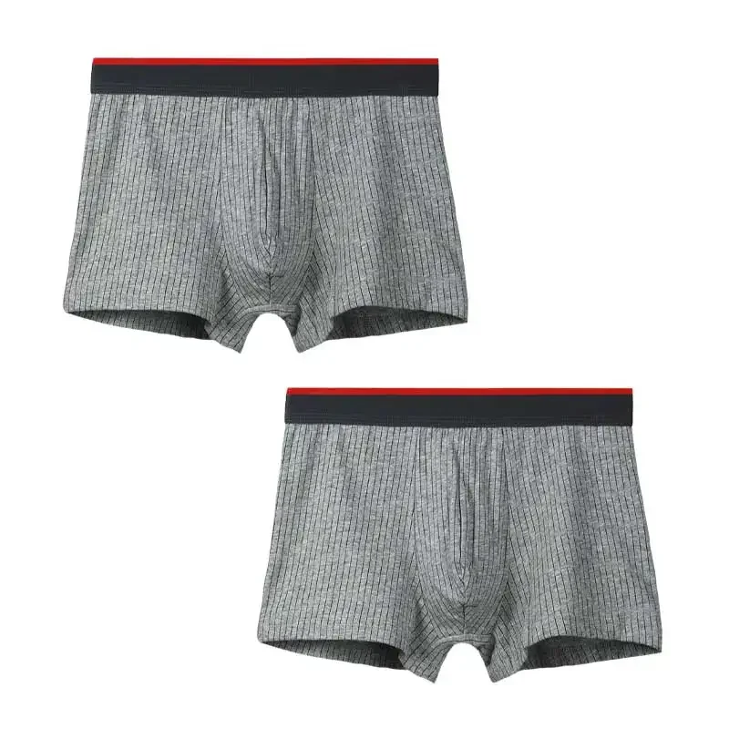 2 Stück Herren-Unterwäsche aus Baumwolle mit schlichtem Schritt, Jugend-Shorts in großen Größen, leichte Sommerunterhosen Image