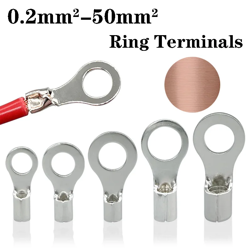 Ring-Crimp-Anschlüsse aus reinem Kupfer, elektrische Kabelverbinder, OT, nicht isolierte Aderendhülsen-Anschlüsse, Kabelverbinder DRN/RNB AWG22-1 Image