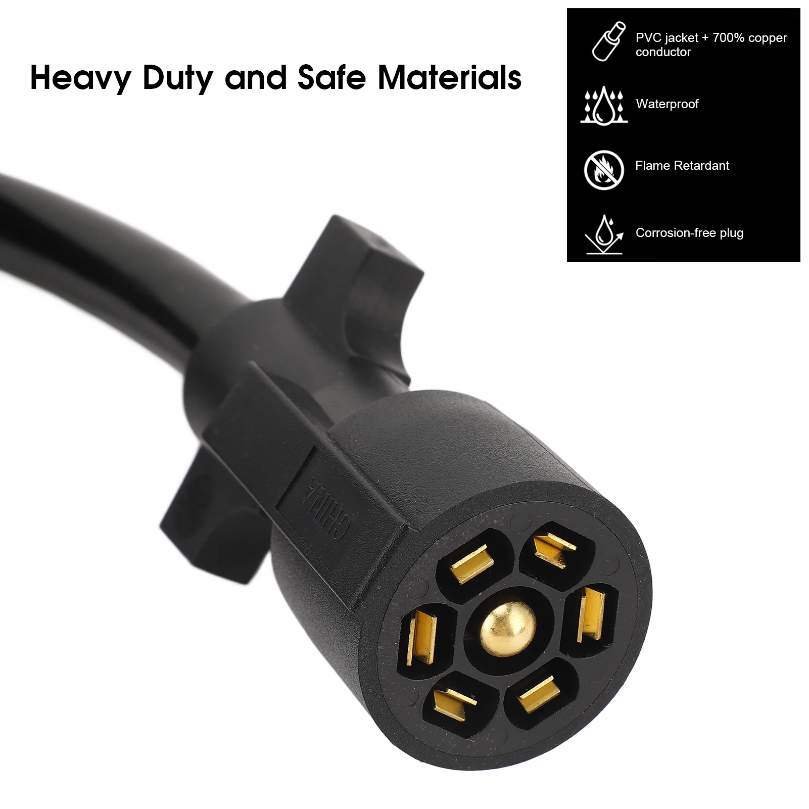 Anhänger-Verlängerungskabel, 7-polig, 3 Fuß, Doppelzinken-Stecker, Stecker, RV-Verbindungsleitung Image