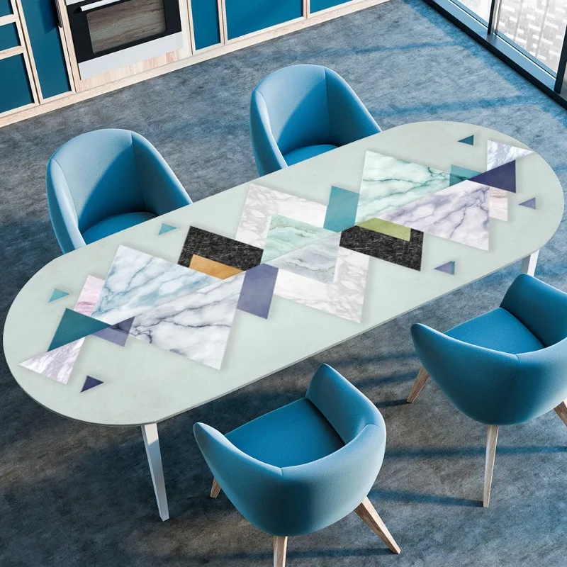 Ovale Tischdecke, wasserdicht, ölbeständig, nicht waschbar, hitzebeständig, Wohnzimmer-Couchtisch, Tischdecke mit elastischem Band Image