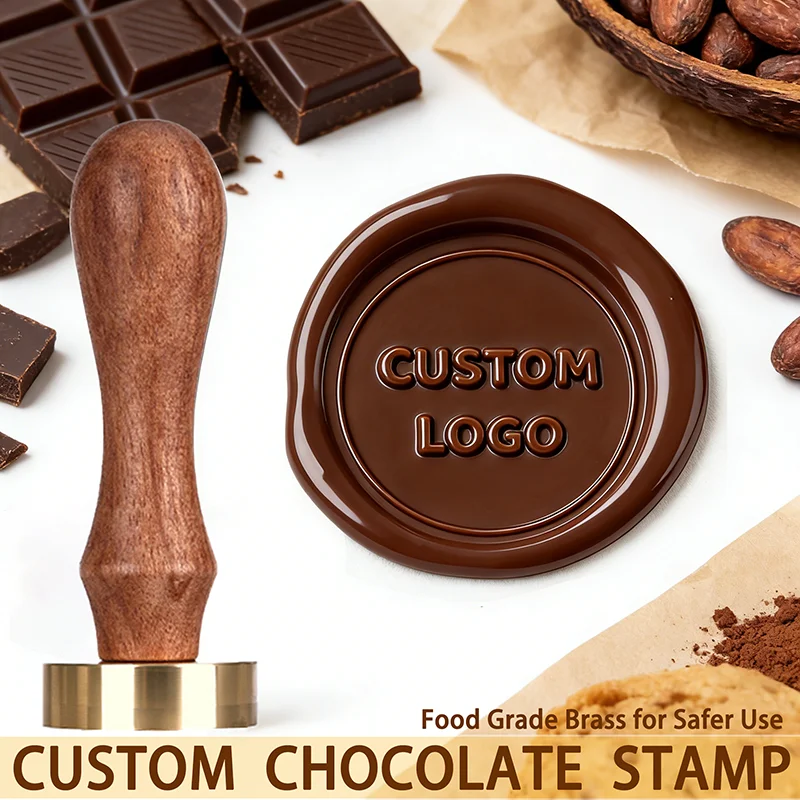 Lebensmittelechte Individuelle Schokoladenstempel Personalisiertes Logo-Design Wachssiegelstempel für DIY Feiertagspartys Cupcake-Kekse Formen Geschenke Image