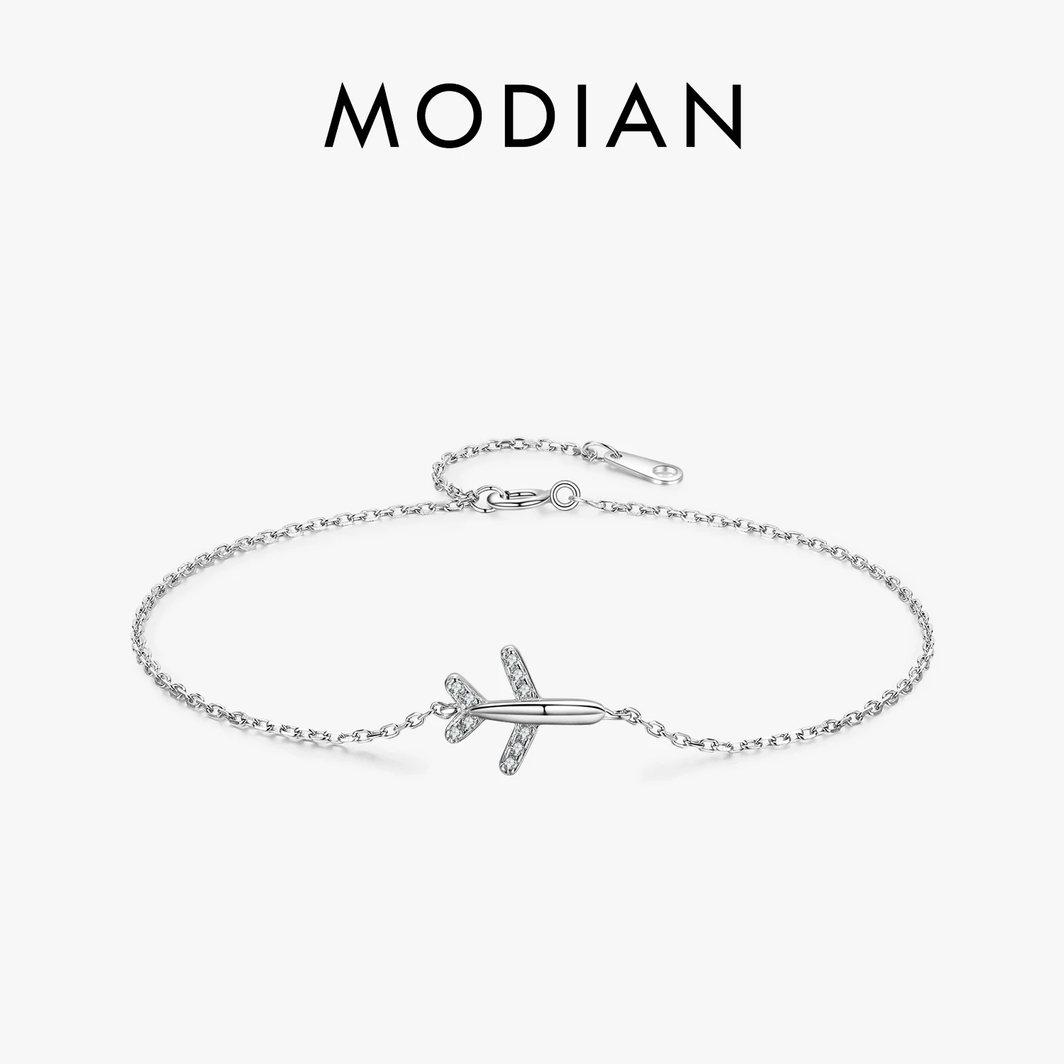 Modian Fashion Clear CZ Flugzeug Armband Solide 925 Sterling Silber Charm Kette Exquisite Armbänder Für Frauen Mädchen Schmuck Geschenk Image