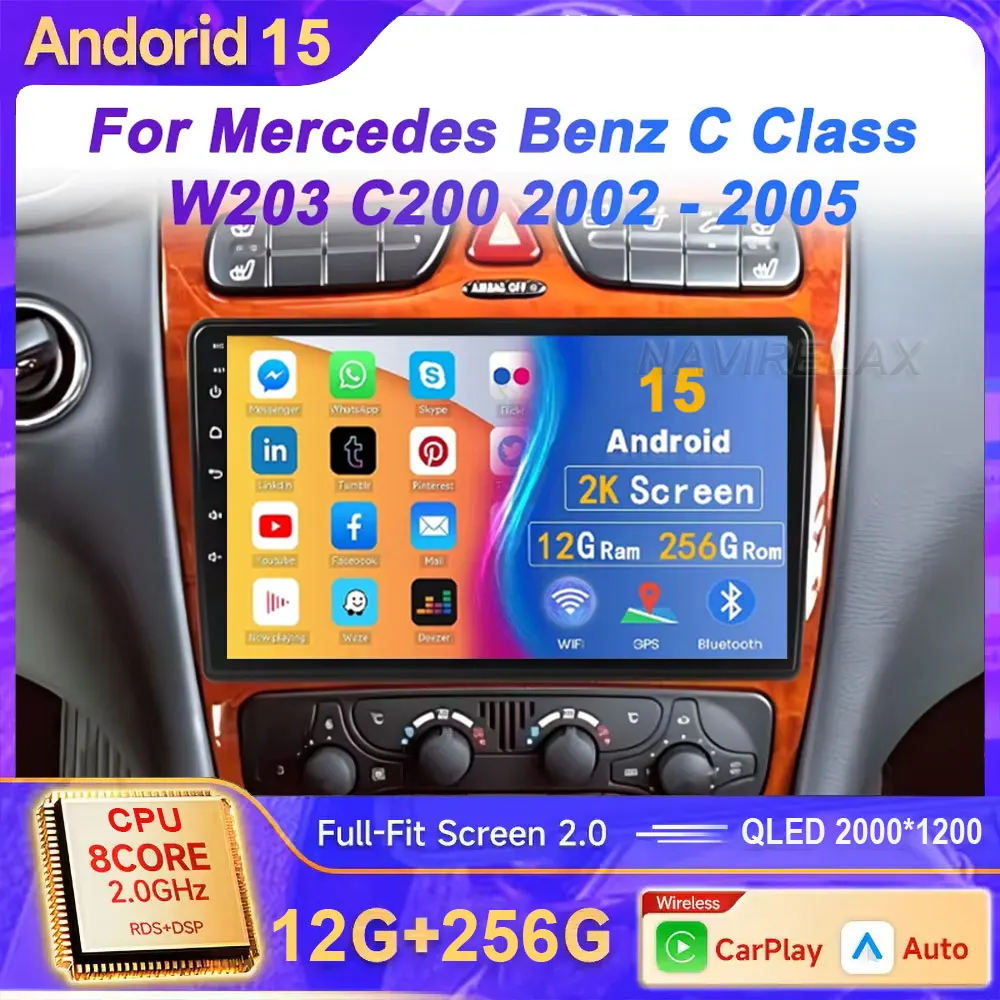 Android Für Mercedes Benz C Klasse W203 C200 C320 C350 CLK W209 2002-2005 Auto Stereo Multimedia video Player Auto radio KEINE DVD Image