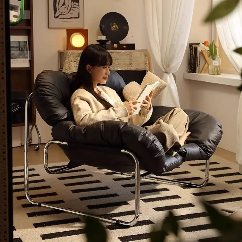 Leder-Einzelsessel Nordischer Sofasessel mit Rückenlehne Retro Luxus Wohnzimmermöbel Individueller Relaxsessel Image