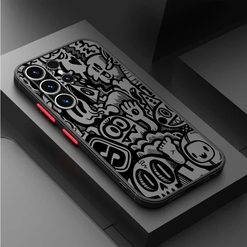Schwarze Graffiti-Hülle für Samsung Galaxy S26 S21 S25 Ultra S23 FE S24 Plus Note 20 Ultra 10+ S20 FE S22 Funda Rückseitige Telefonabdeckung Image