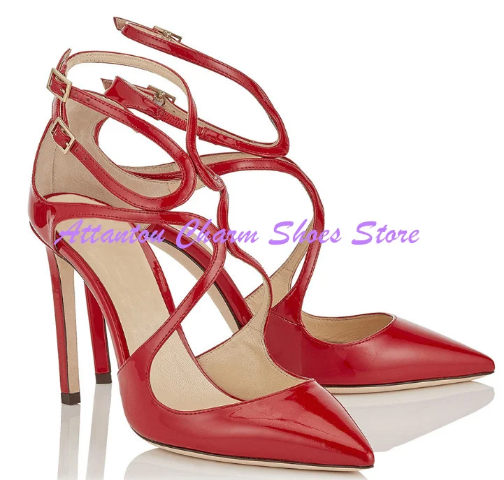 Sexy Cross Strap Dame Pumpen Dünne Ferse Sandalen Mode Spitz Frau High Heels Schuhe Große Größe Bankett Kleid Party Schuhe