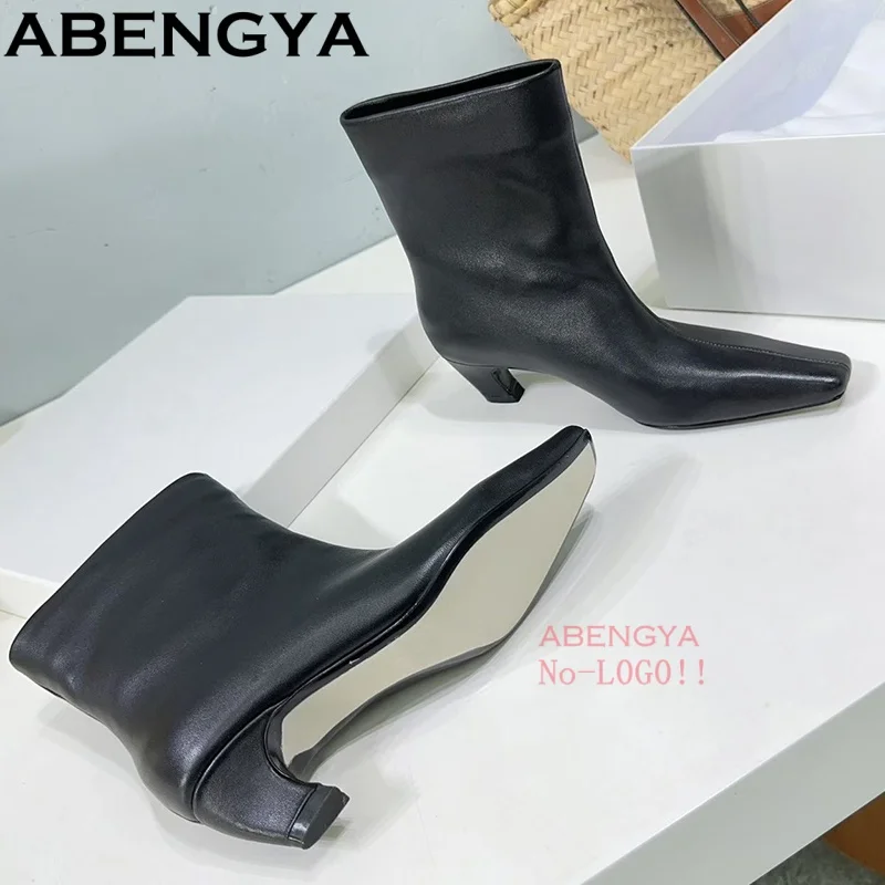 ABENGYA Wildleder Leder Kitten Heel Stiefeletten Für Frauen Punkt Zehe Kurze Moderne Stiefel Sexy Dünne Stiefel Frau
