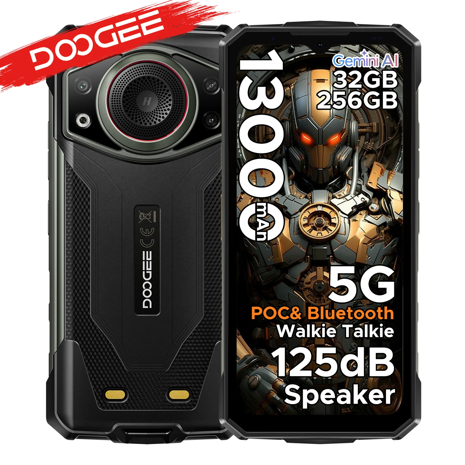 DOOGEE Fire 7 Ultra 5G Robustes Telefon POC Walkie-Talkie Mobiltelefon 13000mAh Akku 32GB RAM (8+24) 256GB ROM Dimensity 6300 NFC Image