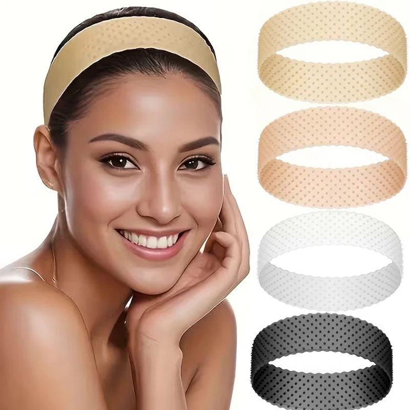 Modisches, einfarbiges, weiches Silikon-Stirnband, elastisches, rutschfestes Haarband, festes, rutschfestes Stirnband für Perücken-Haar-Accessoires Image