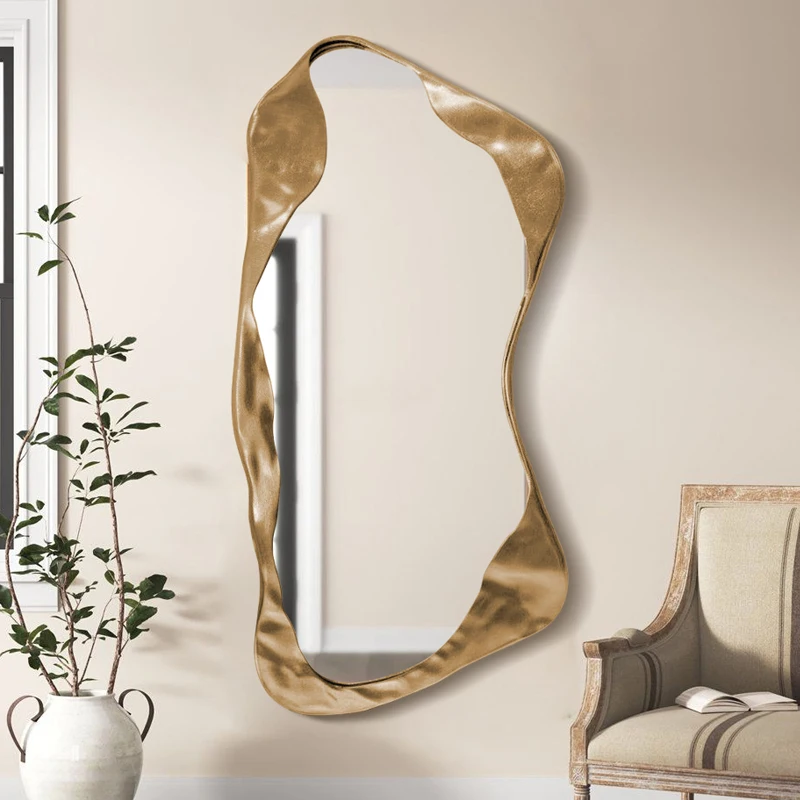 Wand Vintage Rahmen Abnormität Unregelmäßige Spiegel High-End Dressing Home Dekorationen Gold Spiegel Zauberstab Design Licht Luxus Spiegel