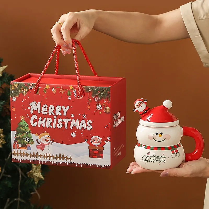 Kreative Weihnachten Keramik Tasse Cartoon Schneemann Tassen Geschenk Box für Weihnachten Haushalt Kaffee Becher Milch Tasse Image