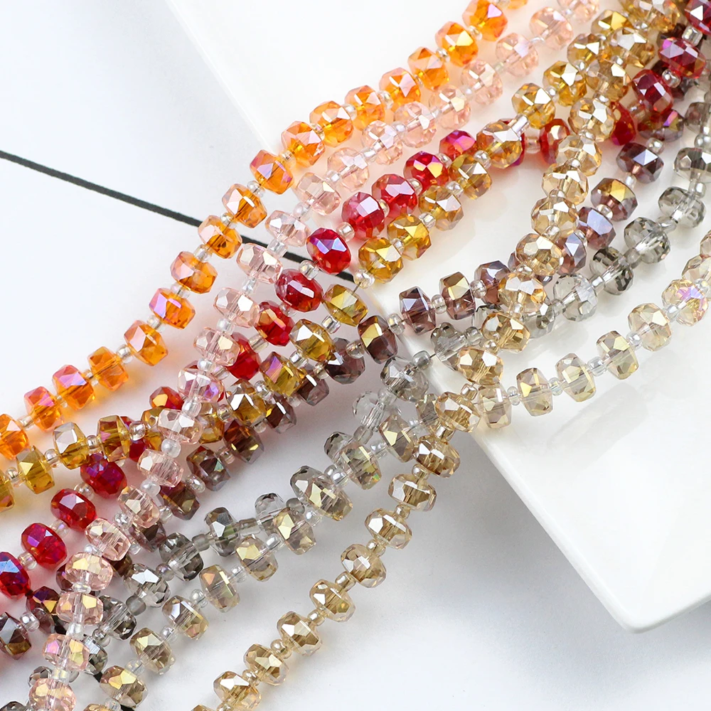 BTFBES 6*4mm Flache Runde Österreich Kristall Rad Perle Rondelle Faceted Reifen Lose Spacer Glas Perle Für Schmuck machen Armband DIY Image