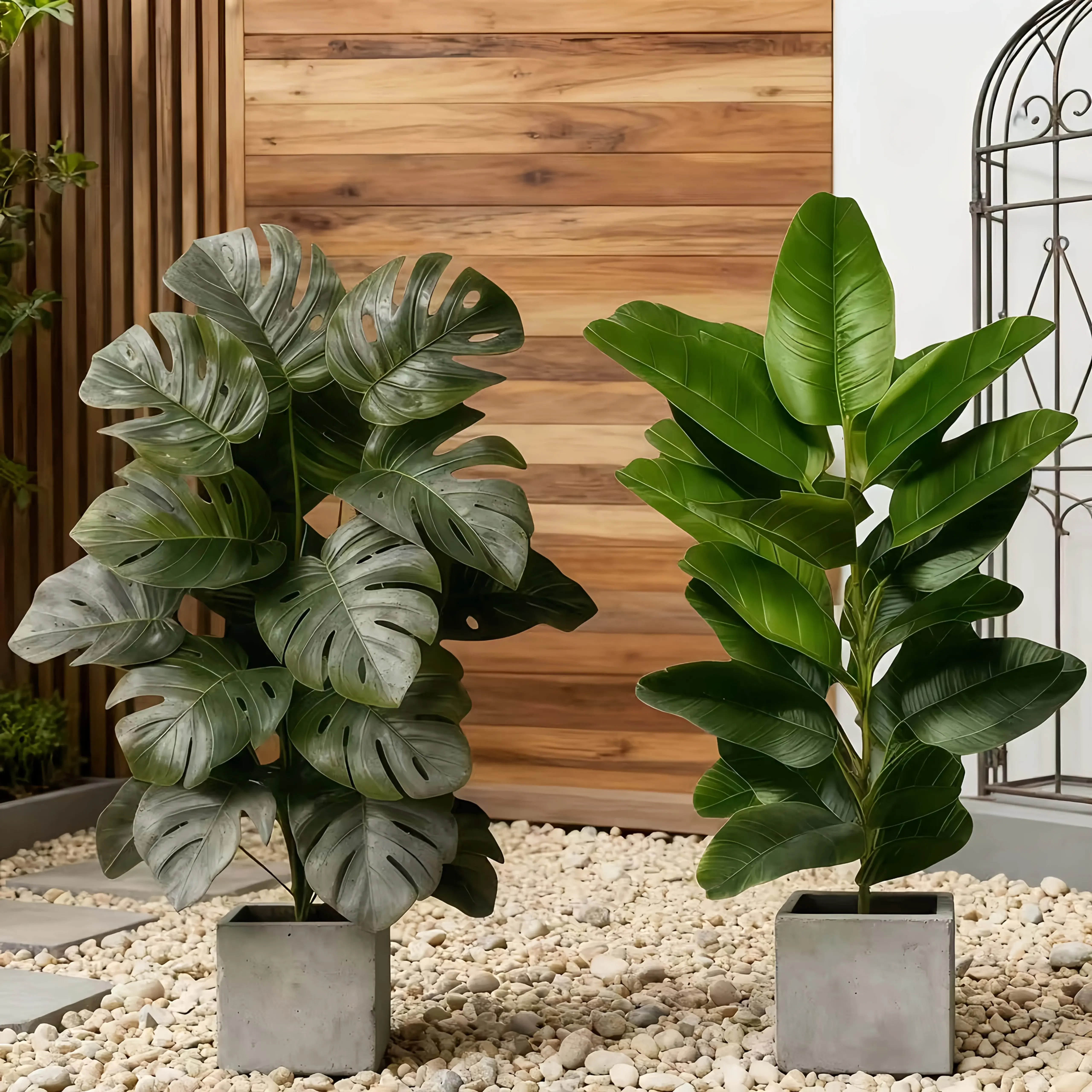 18 Blätter, 80 cm große künstliche Palme, 2er-Pack, künstliche grüne Pflanze für Laden, Bauernhaus, Einweihungsfeier und Terrassendekoration