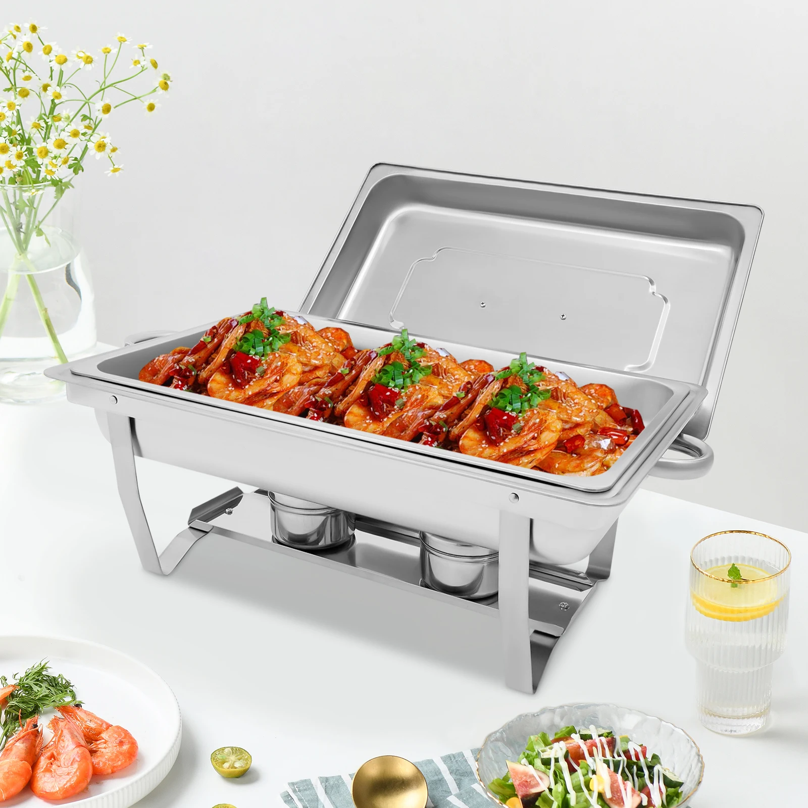 9L Hotpot Speisenwärmer aus Edelstahl, klappbarer Einzelgitter-Herd mit Thermoisolierung und Griffabdeckung für Restaurants, Hotels, Cafeterien Image