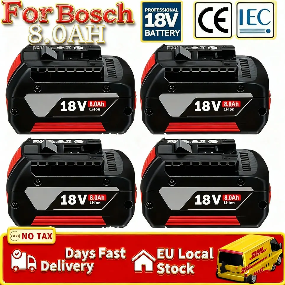 GBA 18V 100% Original für Bosch 18V 8,0Ah Wiederaufladbare Batterie Geeignet für Werkzeug BAT622 BAT618G Hochleistungs-10C-Akkubatterie Image