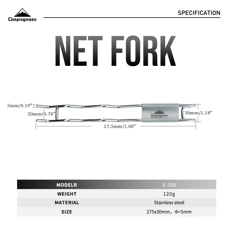 CAMPINGMOON S200 BBQ-Grillgabel Lebensmittelechter 304 Edelstahl Outdoor-Camping-Grillpfanne Barbecue-Zubehör Image