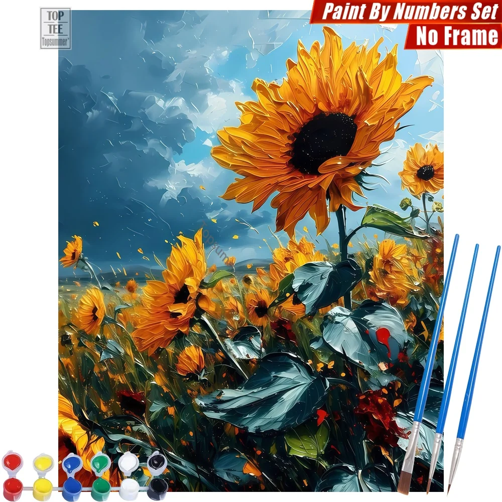 Sunflower Tempest Sky Malen-nach-Zahlen-Set – Turbulente blau-weiße Wohnzimmer-Wandkunst, Neujahrsgeschenk für die Tochter Image