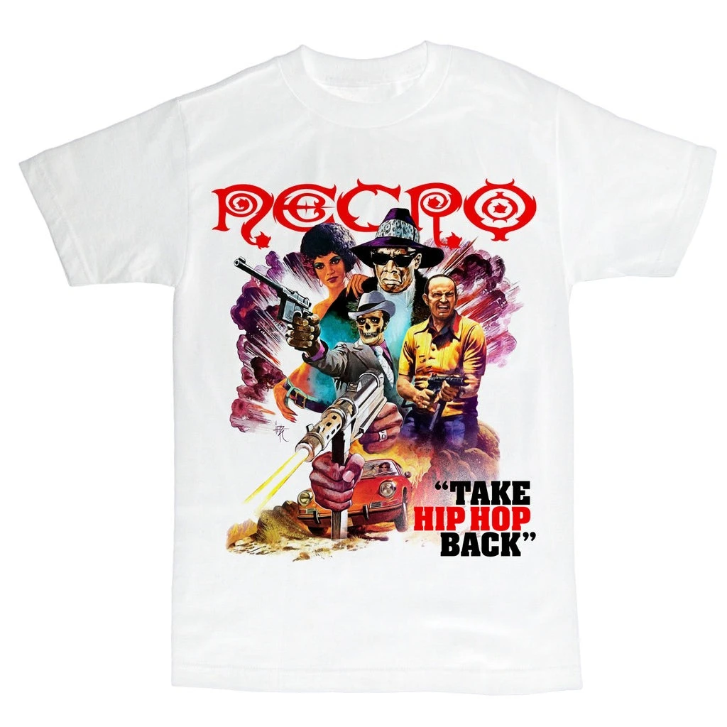Vintage Action Movie Take Hip Hop Back Grafik-T-Shirt Necro Underground Hip Hop Art Weiß 100 % Baumwolle Unisex-T-Shirt