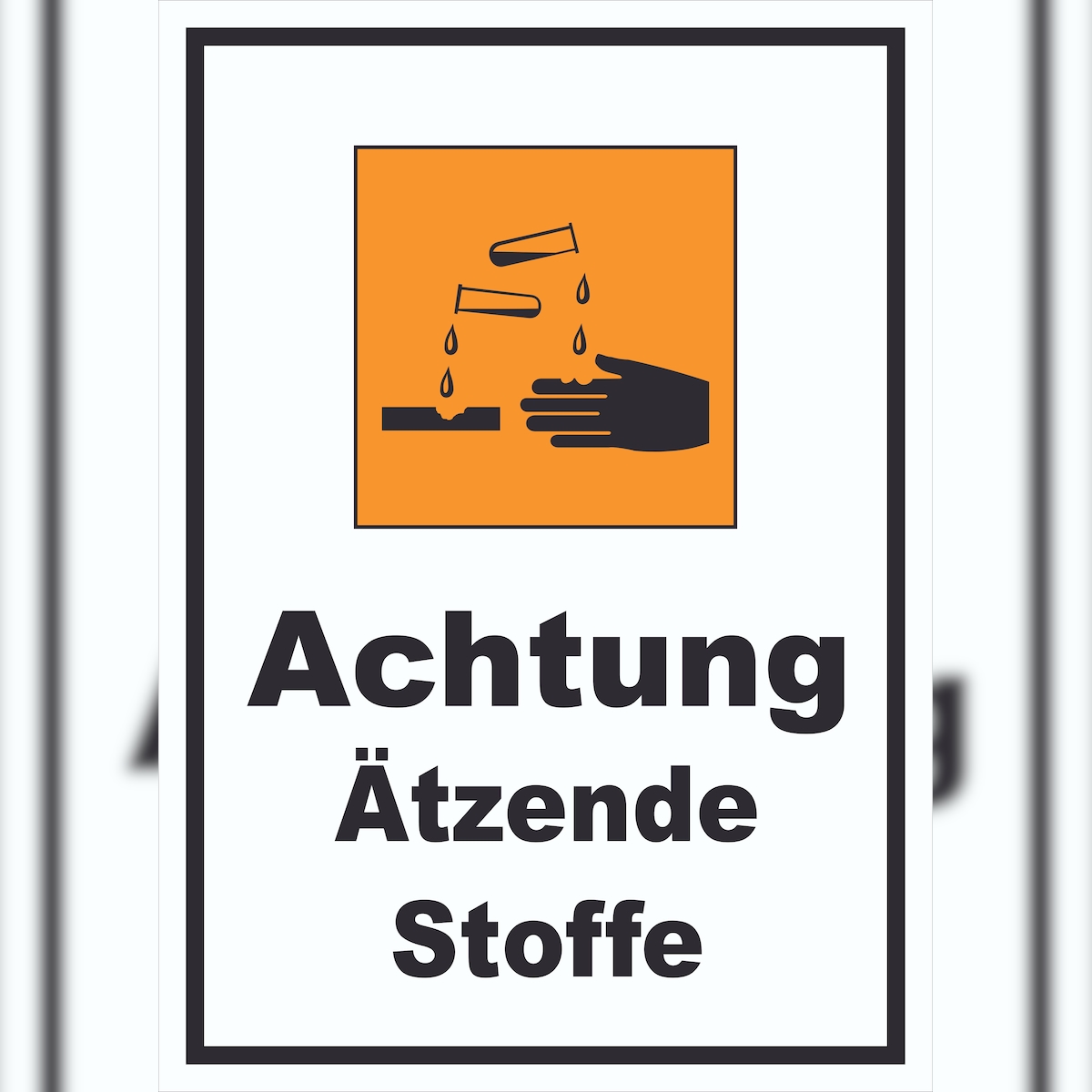 HB-Druck Schild Gefahrensymbol ätzend hochkant A3 Rückseite selbstklebend Image