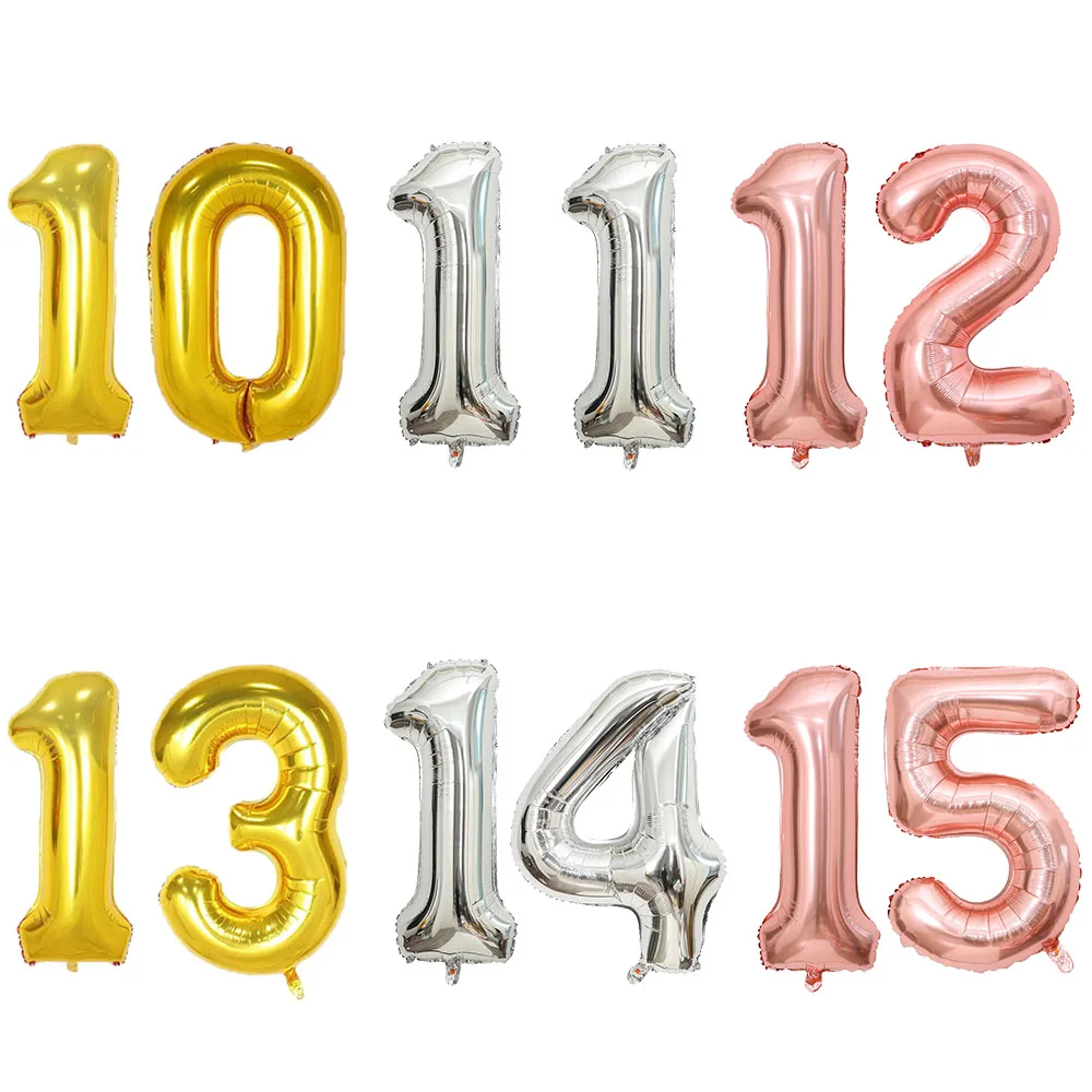 40 Zoll 10 11 12 13 14 15 16 17 18 19 Ballon Roségold Silber 10. 11. 12. 13. 14. 15. Geburtstag Party Dekoration Luftballons