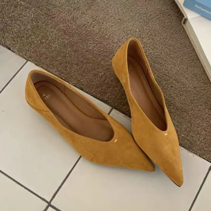 Frauen Spitz Müßiggänger Schuhe Frühling Wohnungen Wildleder Büro Schuhe Frau 2026 Sexy Flach Kleid Schuhe Plus Größe 42 Mujer Zapatos