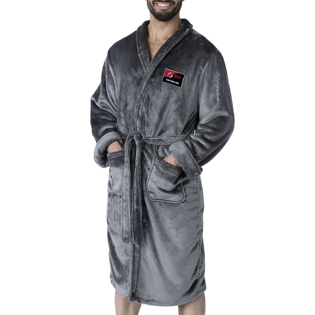 New Jersey Devils Personalized Charcoal Men's Silk Touch Robe