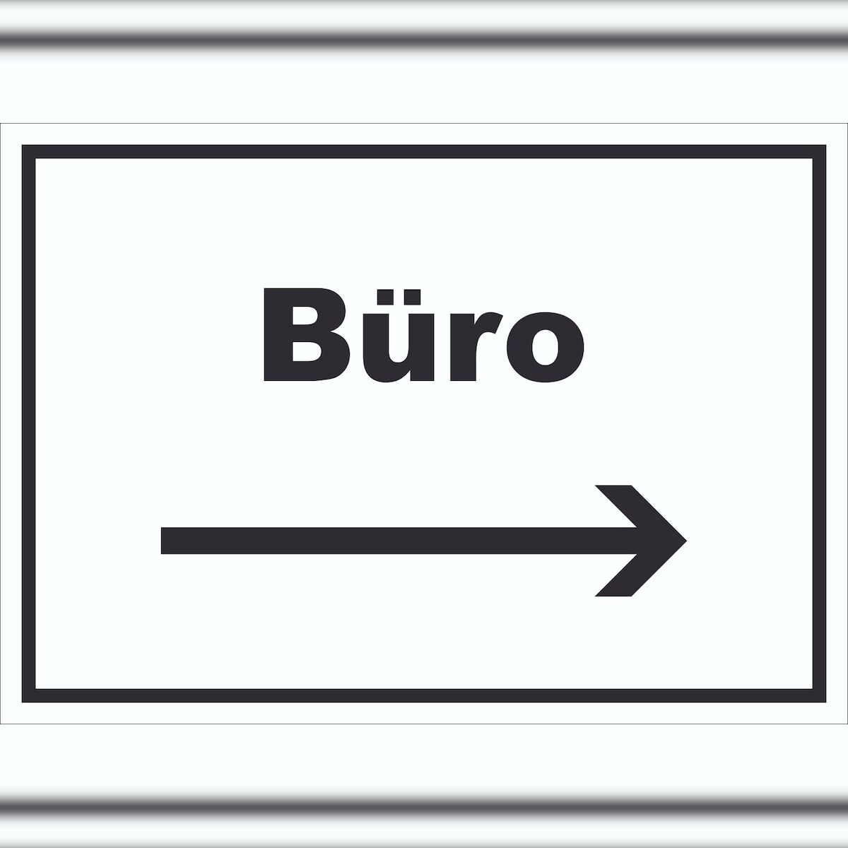 HB-Druck Büro Schild mit Text und Richtungspfeil rechts Office Bureau waagerecht A0 Rückseite selbstklebend Image