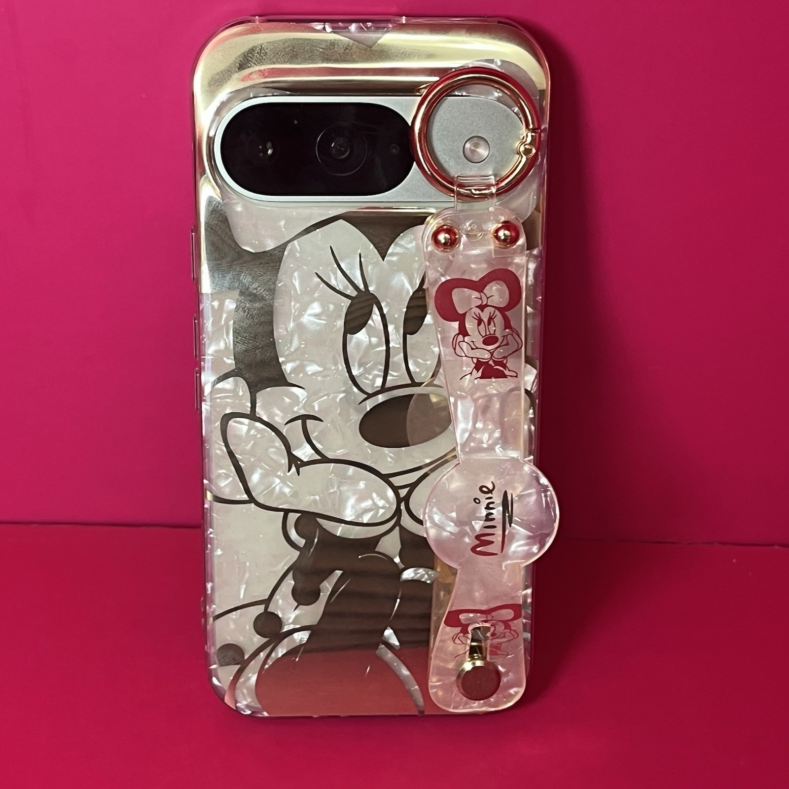 Disney Cell Phones & Accessories | Disney Minnie Mouse Glitter Cartoon Case Gold Phone Case W/Strap Google Pixel 9 | Color: Gold | Size: Os