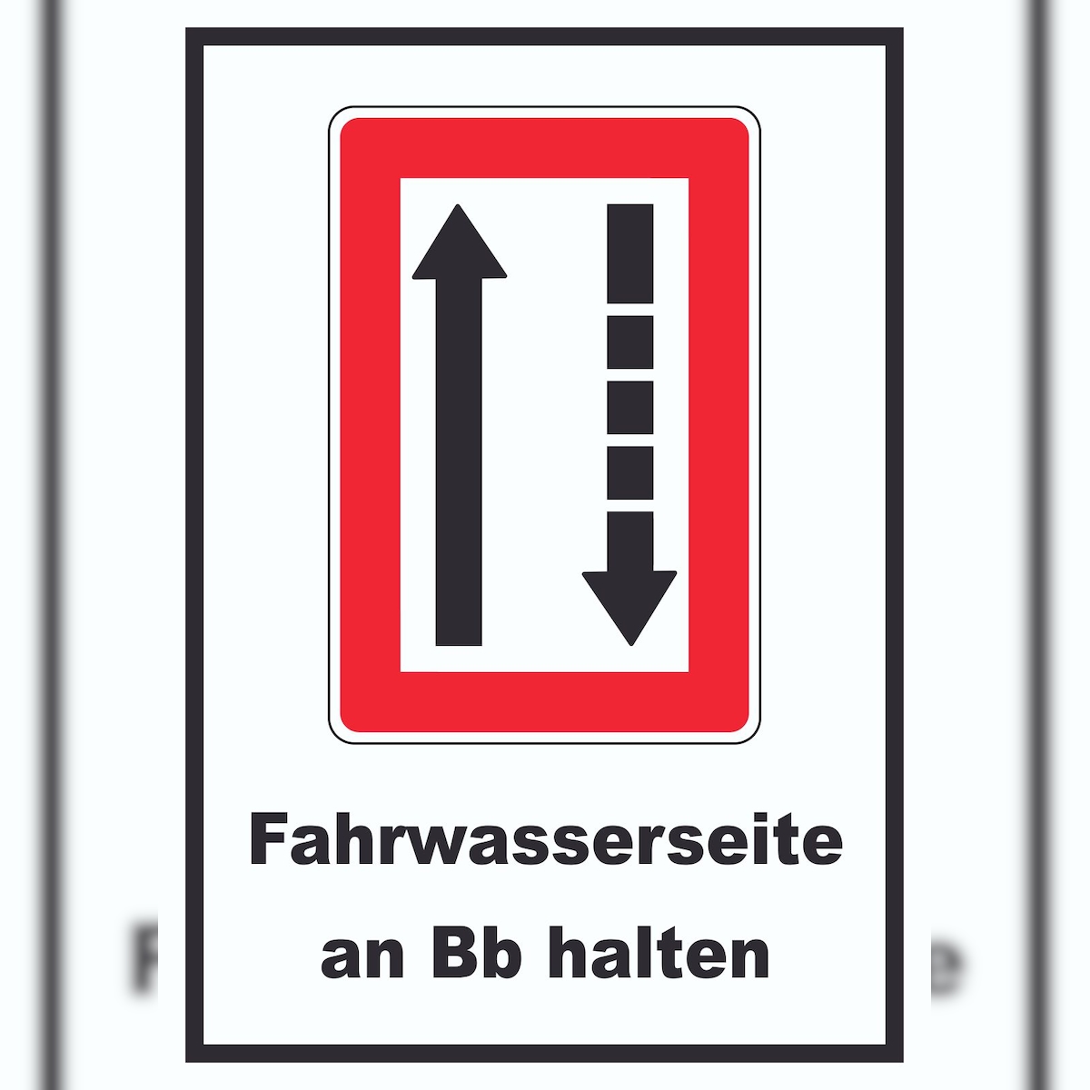 HB-Druck Fahrwasserseite an Backbord halten Symbol und Text A1 Rückseite selbstklebend Image