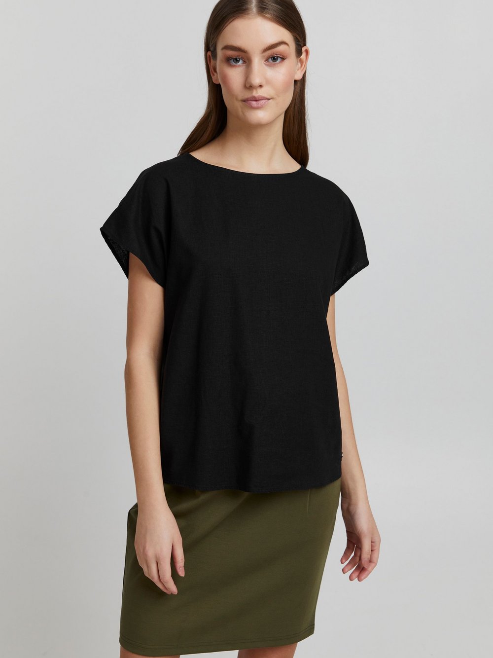 OXMO Kurzarmbluse Damen schwarz, 36 Image