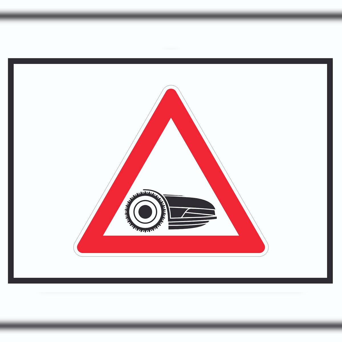 HB-Druck Achtung Mähroboter mit Symbol Schild A0 Rückseite selbstklebend Image