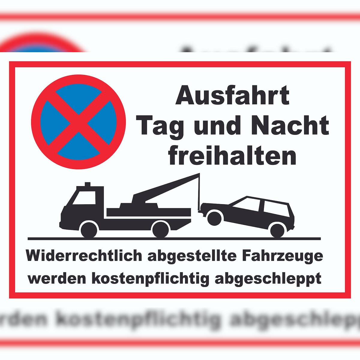 HB-Druck Parken verboten Ausfahrt Tag und Nacht freihalten Schild A3 Rückseite selbstklebend Image