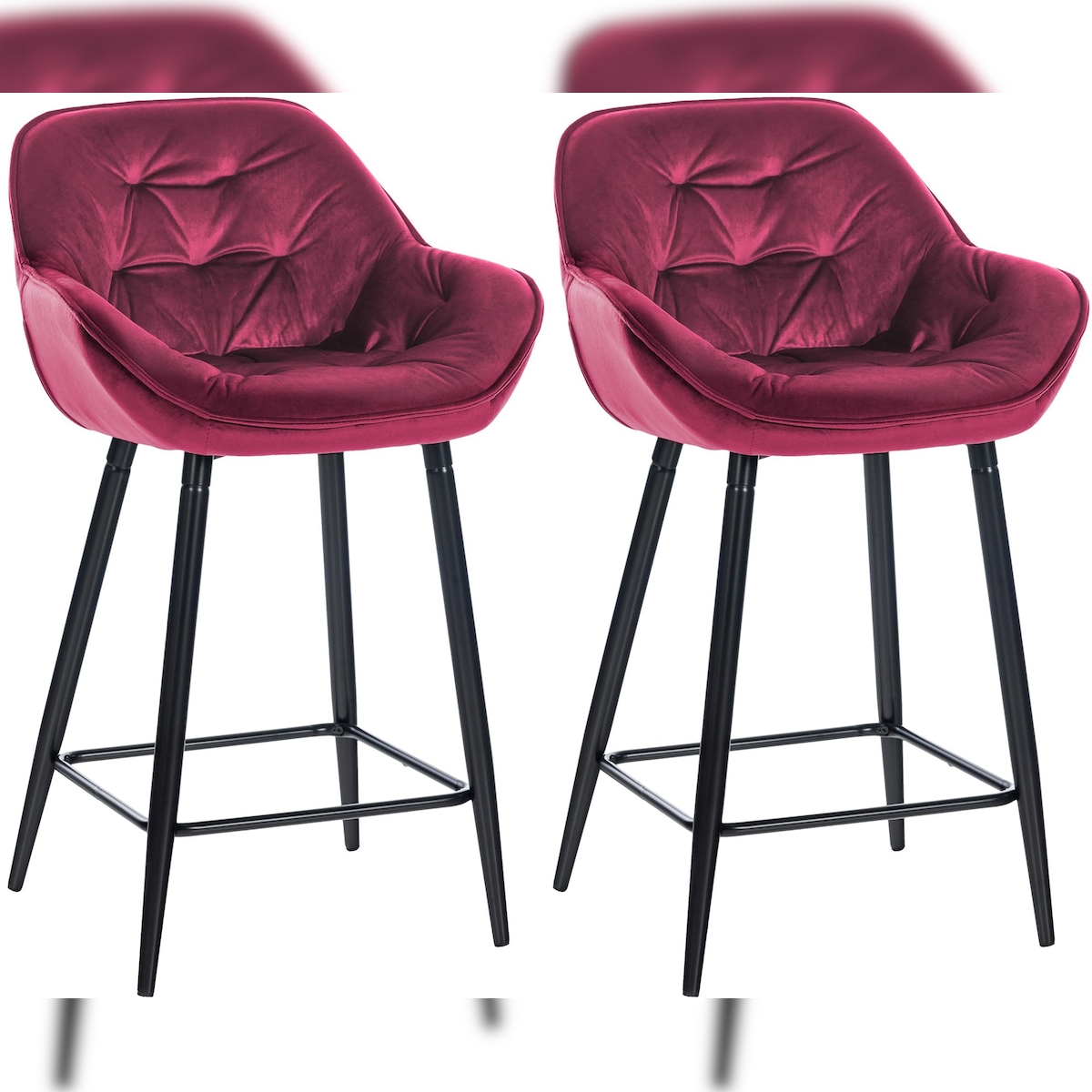 CLP 2er Set Barhocker Gibson Samt Sitzhöhe 76 cm lila Image