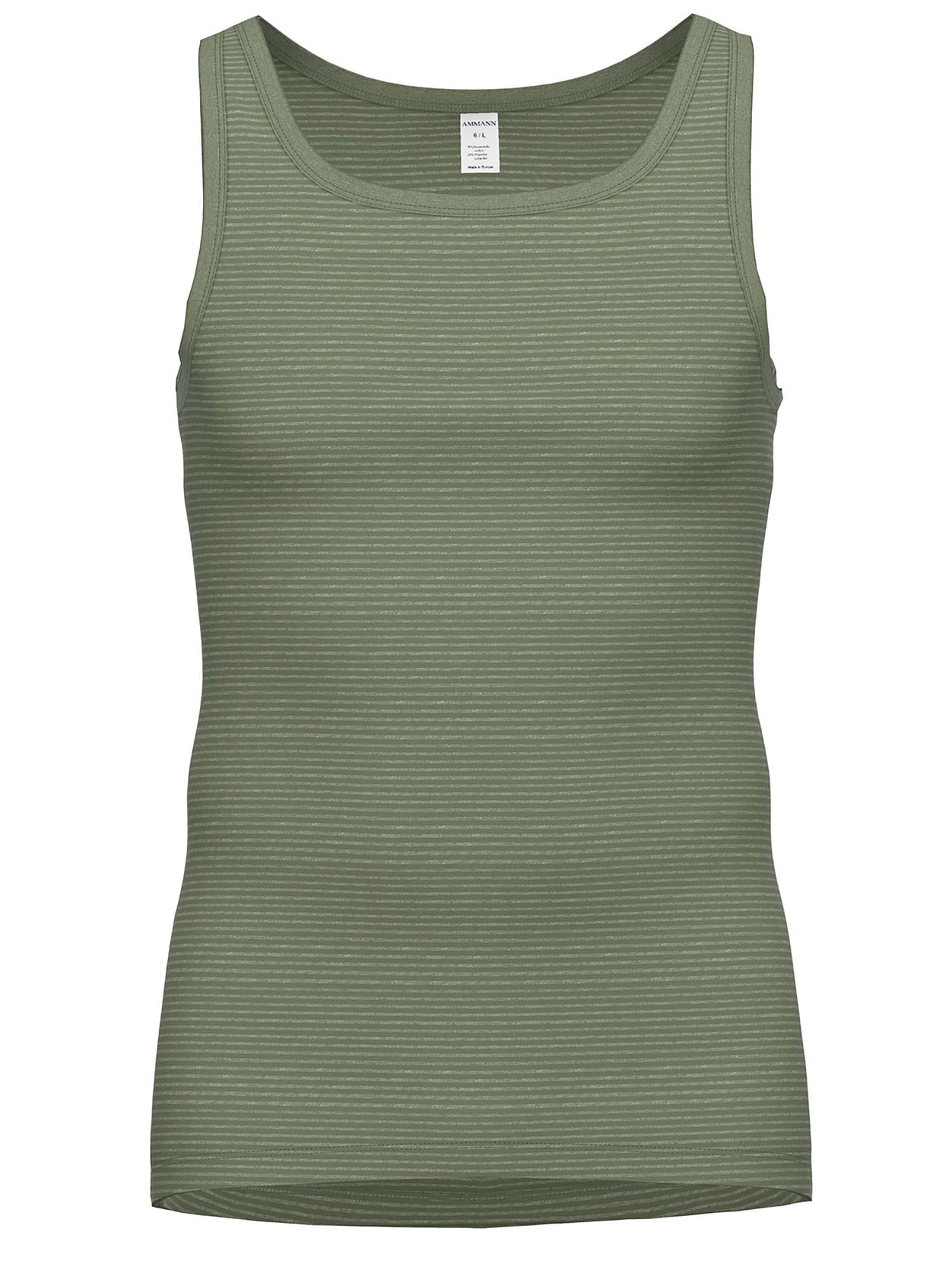 Unterhemd AMMANN "Unterhemd Day Classic / Jeans Feinripp", Herren, Gr. 10, N-Gr, grün (forst), Obermaterial: 75% Baumwolle CO. 25% Polyester PES., Unterhemden Unterhemd Image