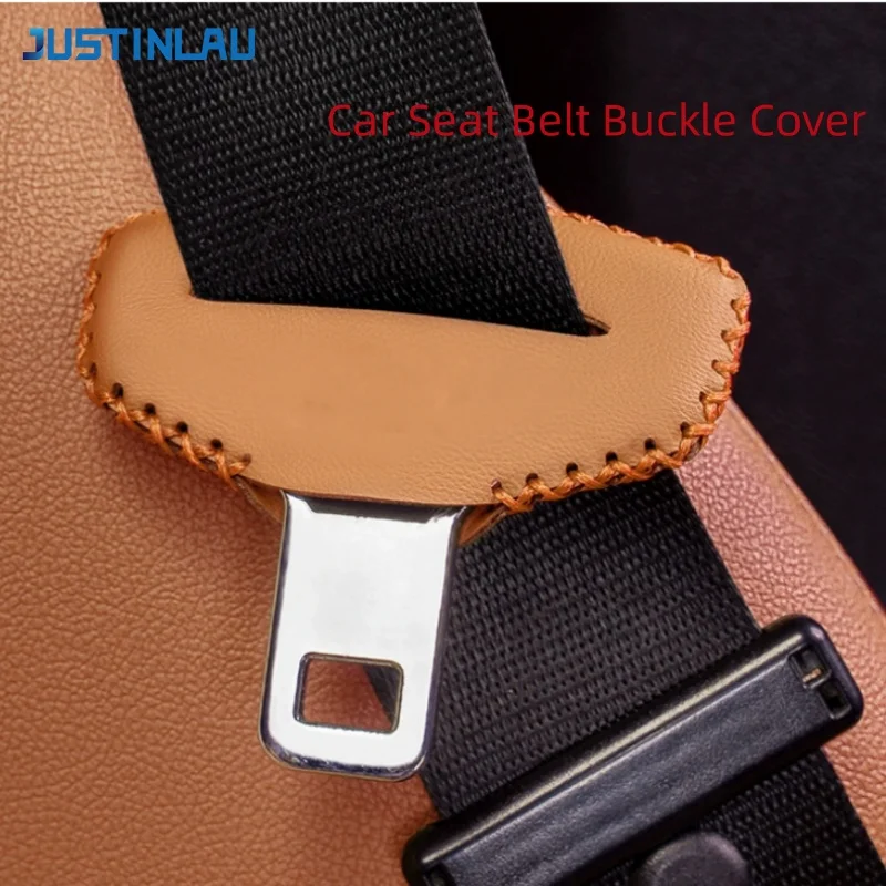 JUSTINLAU Autositzgurt-Schnallenabdeckung aus PU-Leder, Aufprallschutz für Sicherheitsgurte, Schutzabdeckungen für Auto-Innenausstattung Image