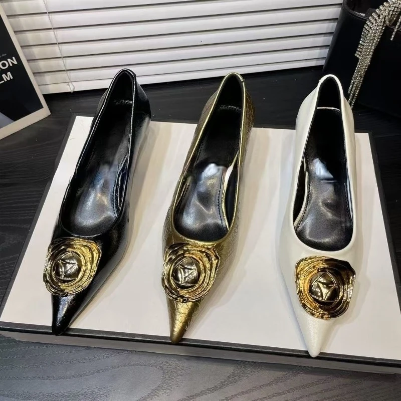 High Heels frauen Schuhe Spitz Mode Flache Luxus Kleid Weibliche Pumpen 2025, Herbst Designer Sexy Frauen Einzelnen Schuhe