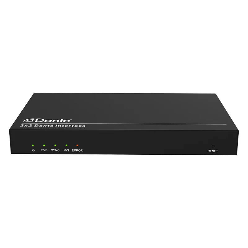 2x2 Dante AES67 Schnittstelle Audio Sender Eingang mit 48V Phantom Support Power POE Netzteil für Audiotechnik Image