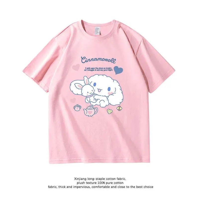 Neues modisches Kinder-T-Shirt Sanliou Yuguigou aus reiner Baumwolle, doppelseitig bedruckt, Eltern-Kind-Outfit, Sommer-Freizeit-T-Shirt Image