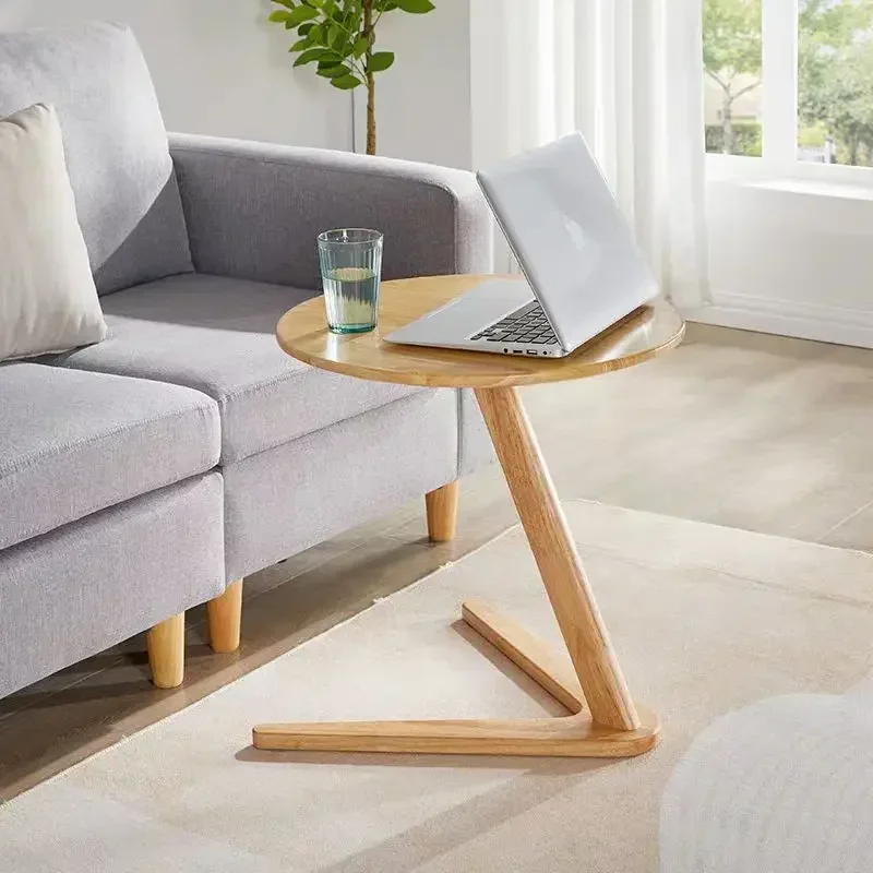 Multifunktionaler kleiner Couchtisch aus Massivholz für den Haushalt, Wohnzimmer, kleiner runder Tisch, Sofatisch Image