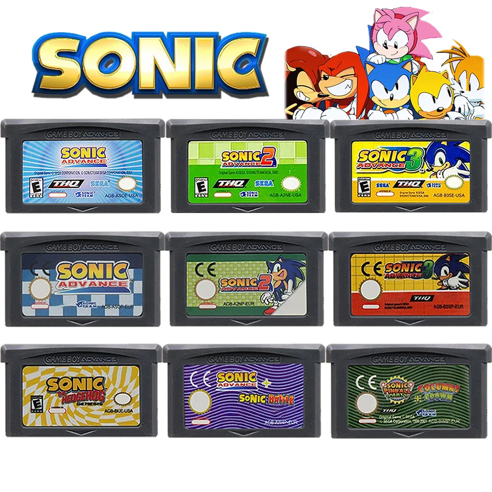 Beliebte Sonic-Serie GBA 32-Bit Elektronische Spielkarte Tintenpatrone Bestes Geburtstagsgeschenk für Jungen Feiertagsgeschenk Image