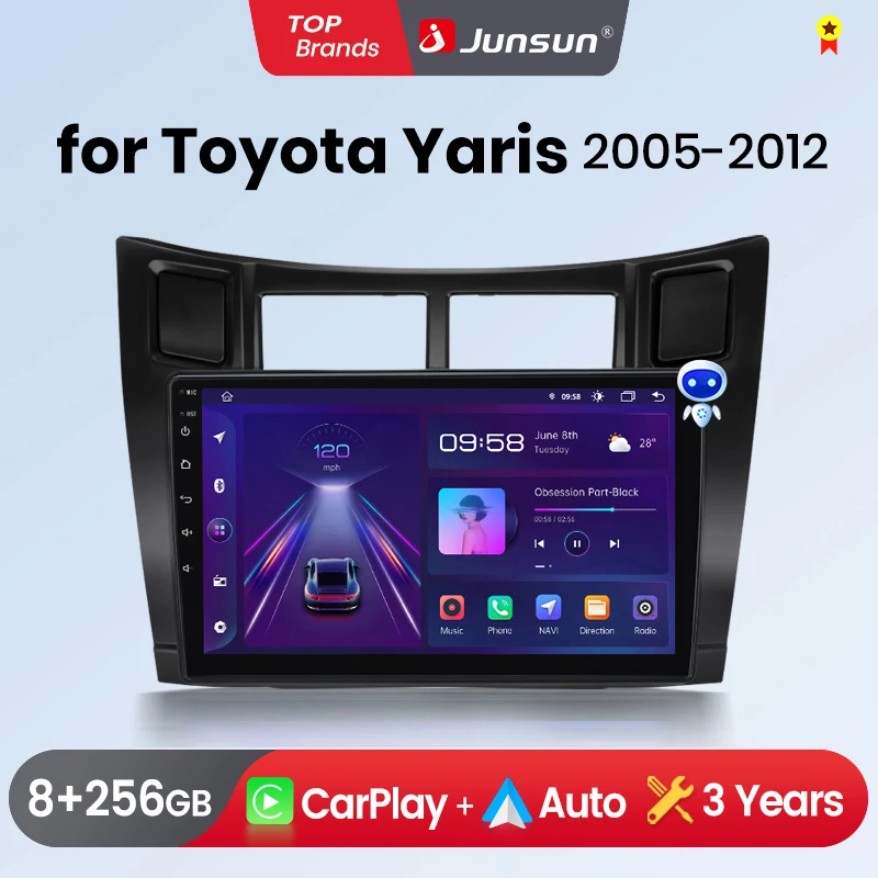 Junsun carplay android auto radio für toyota yaris 2005-2012 360 kamera auto intelligente systeme rds bt dsp 2 din autoradio Image